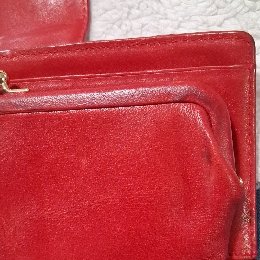 L.A.M.B. Matching Red and Beige Logo-Accent Leather Bag & Wallet - Picture 8 of 16
